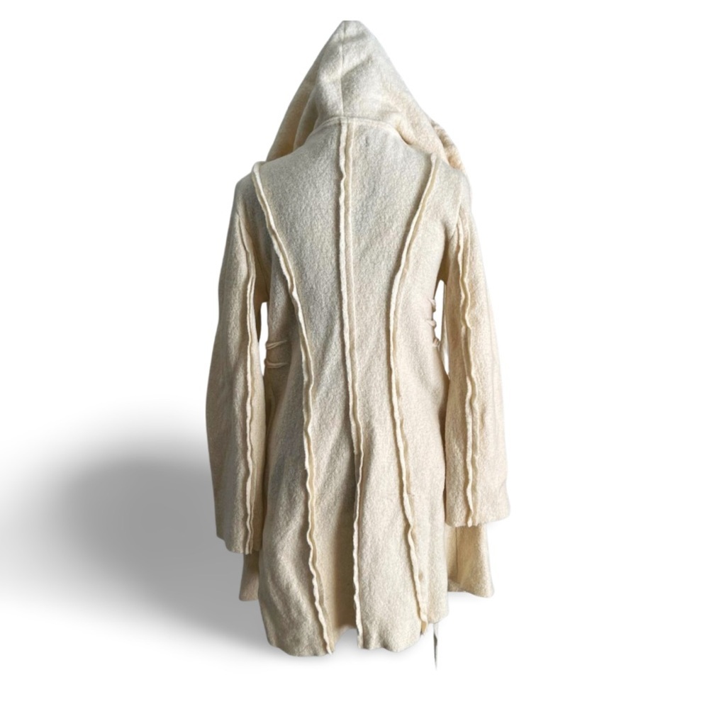 🇨🇦 Le Château Cream Off white Wool Hooded Midi Length Coat Size Small - Picture 2 of 7